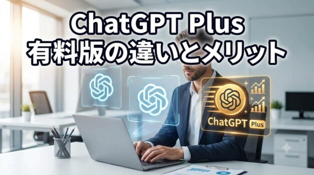 ChatGPT Plus(有料版)と無料版の違い・メリットを分かりやすく比較解説したアイキャッチ画像