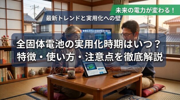 全固態電池の実用化はいつ？というタイトルの鮮やかなイメージ
