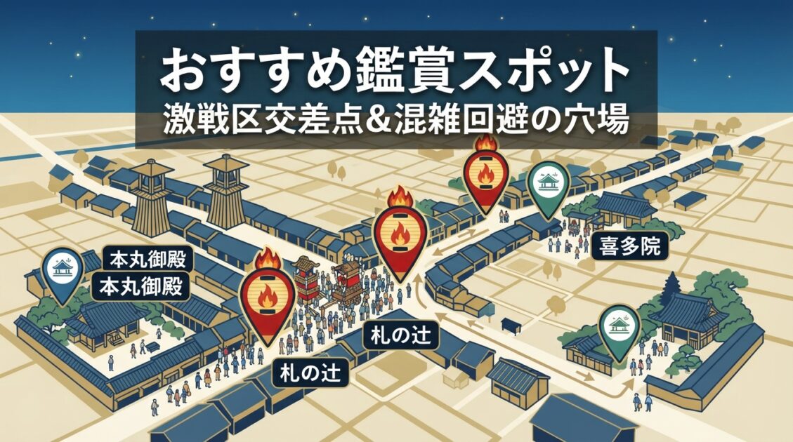 札の辻交差点や本丸御殿・喜多院など川越まつりのおすすめ鑑賞スポット＆穴場マップ