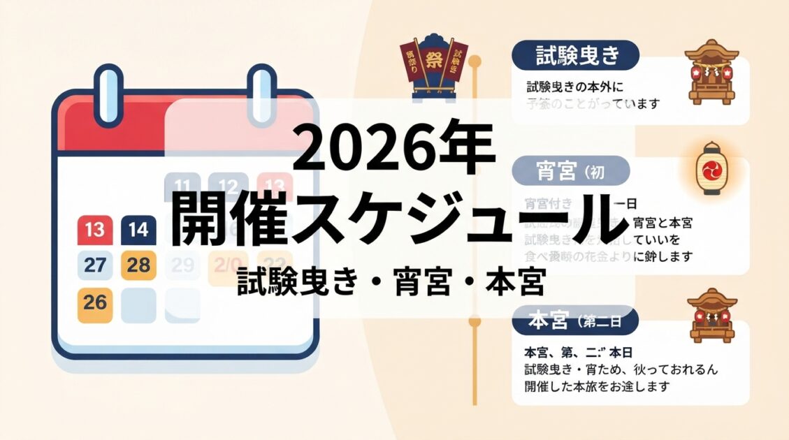 2026年の岸和田だんじり祭の試験曳き・宵宮・本宮の開催スケジュール図解