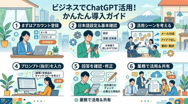 ChatGPTを仕事で使うための設定手順インフォグラフィック