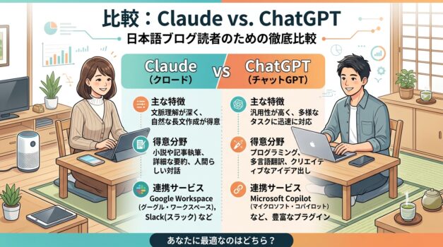 ClaudeとChatGPTの比較表、日本語で表示