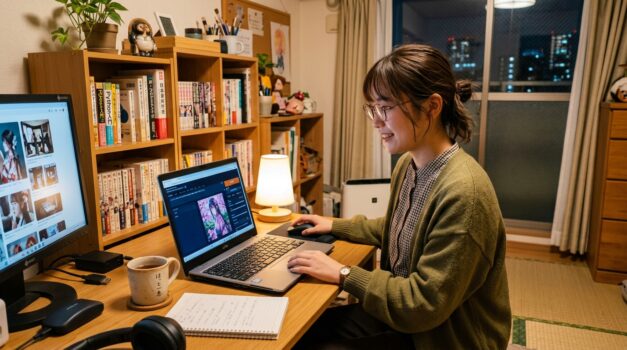 日本の学生がAI画像生成をしている様子
