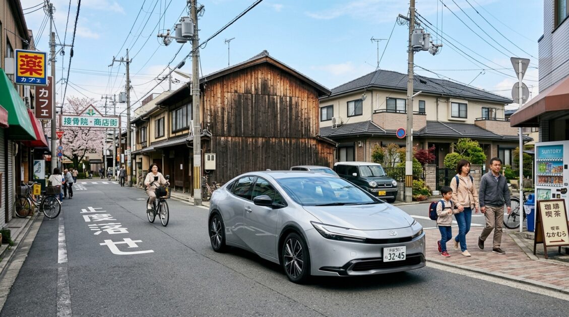 日本の都市環境でのトヨタのハイブリッドカー