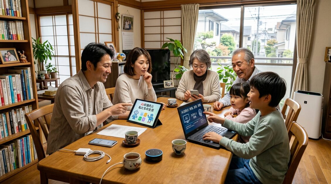 AI技術について話し合う日本の家族