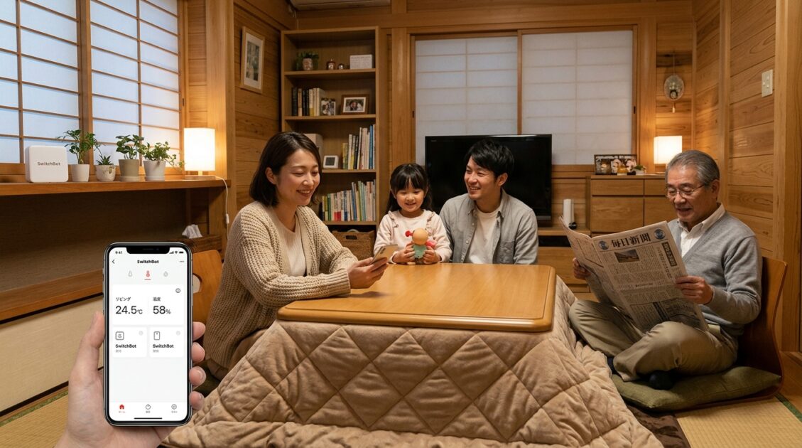 日本の家庭でSwitchBot防水温湿度計を使って環境をモニターする家族