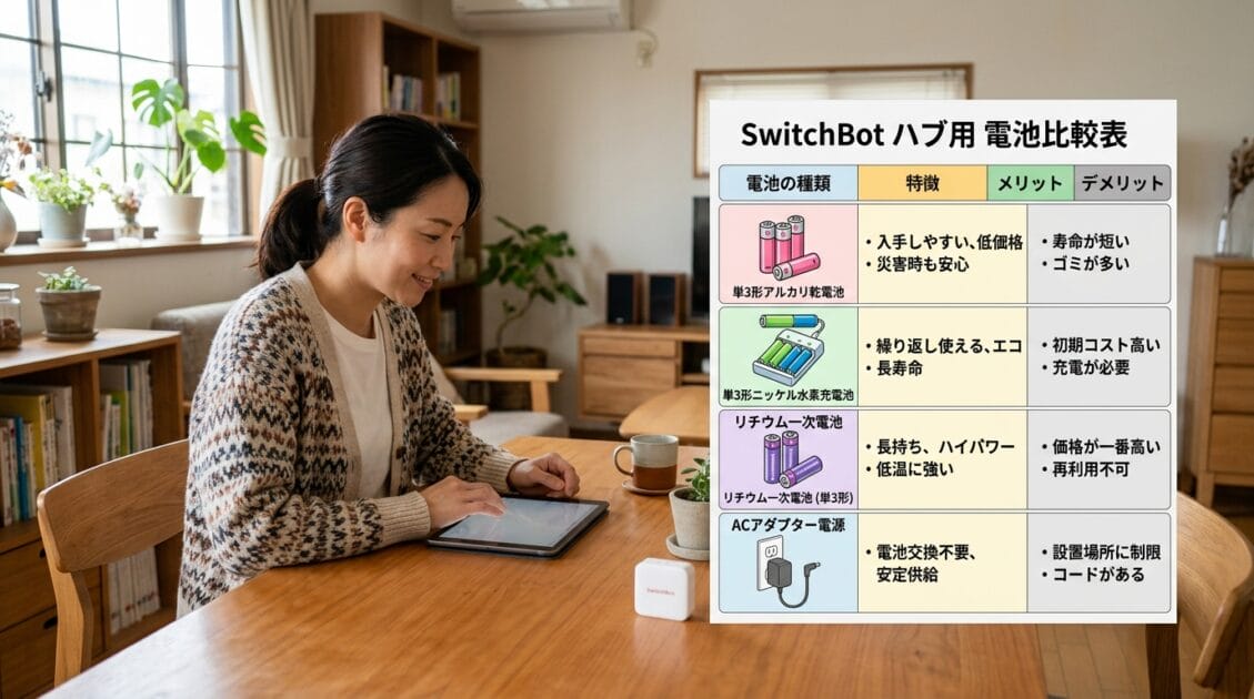 SwitchBotハブに適した電池の比較表