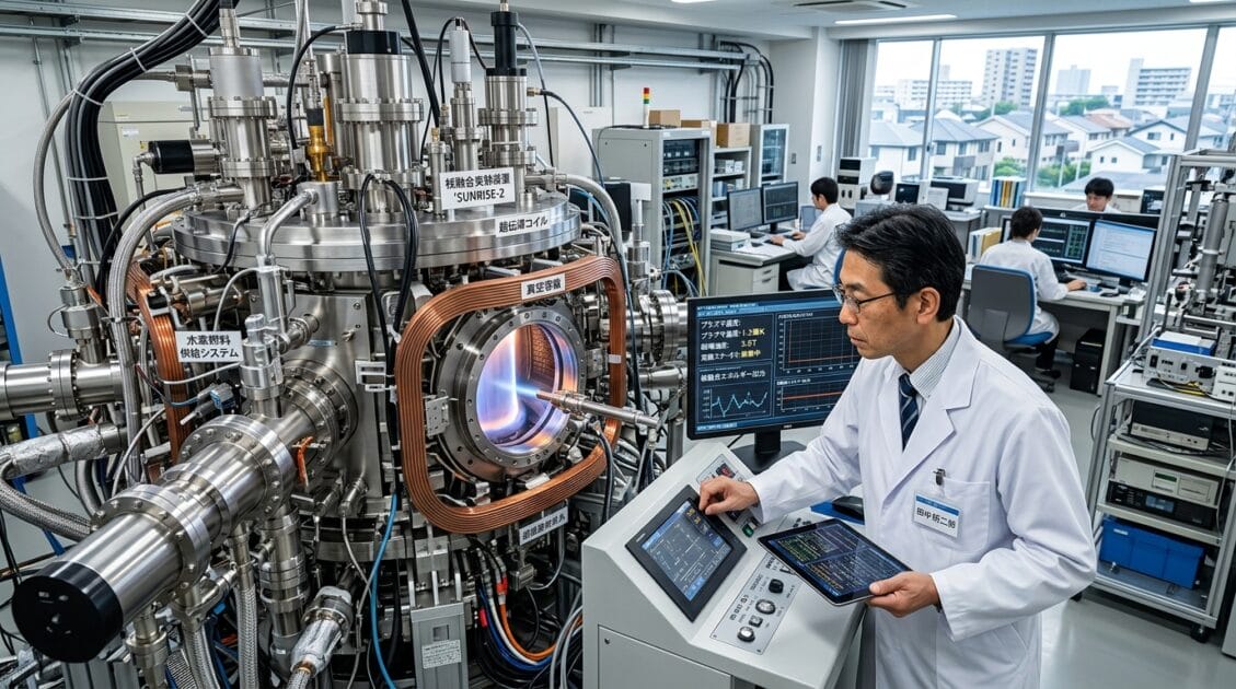 核融合設備を調査する日本の科学者