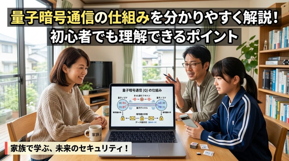 量子暗号通信について話し合う日本の家族