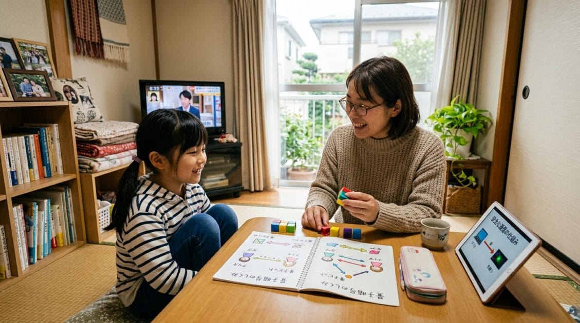 量子暗号通信を子供に説明する日本人女性