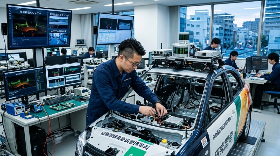 自動運転技術を研究する日本のエンジニア