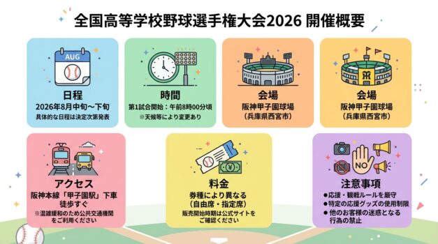 2026年夏の甲子園の開催概要をまとめた図解
