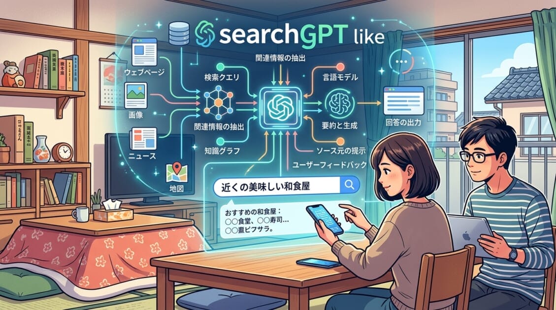 SearchGPTアルゴリズムのイラスト